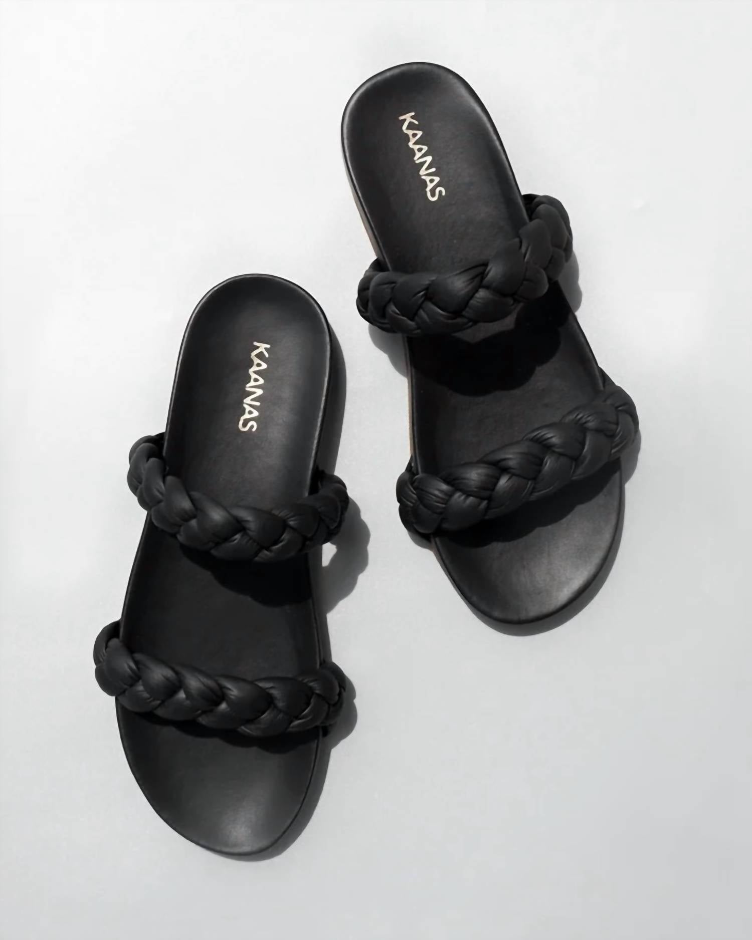 Coco Chunky Braided Pool Slide In Black KAANAS