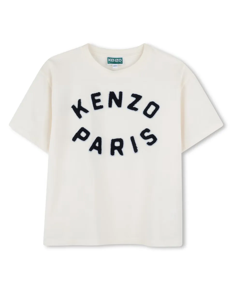 

Белая хлопковая футболка Kenzo Kids, белый