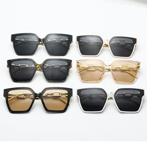 

Модные очки в крупной оправе для мужчин, с цепочкой на линзах, солнцезащитным козырьком и в стиле ретро, ​​женские солнцезащитные очки MTZJH, Hawksbill Grey