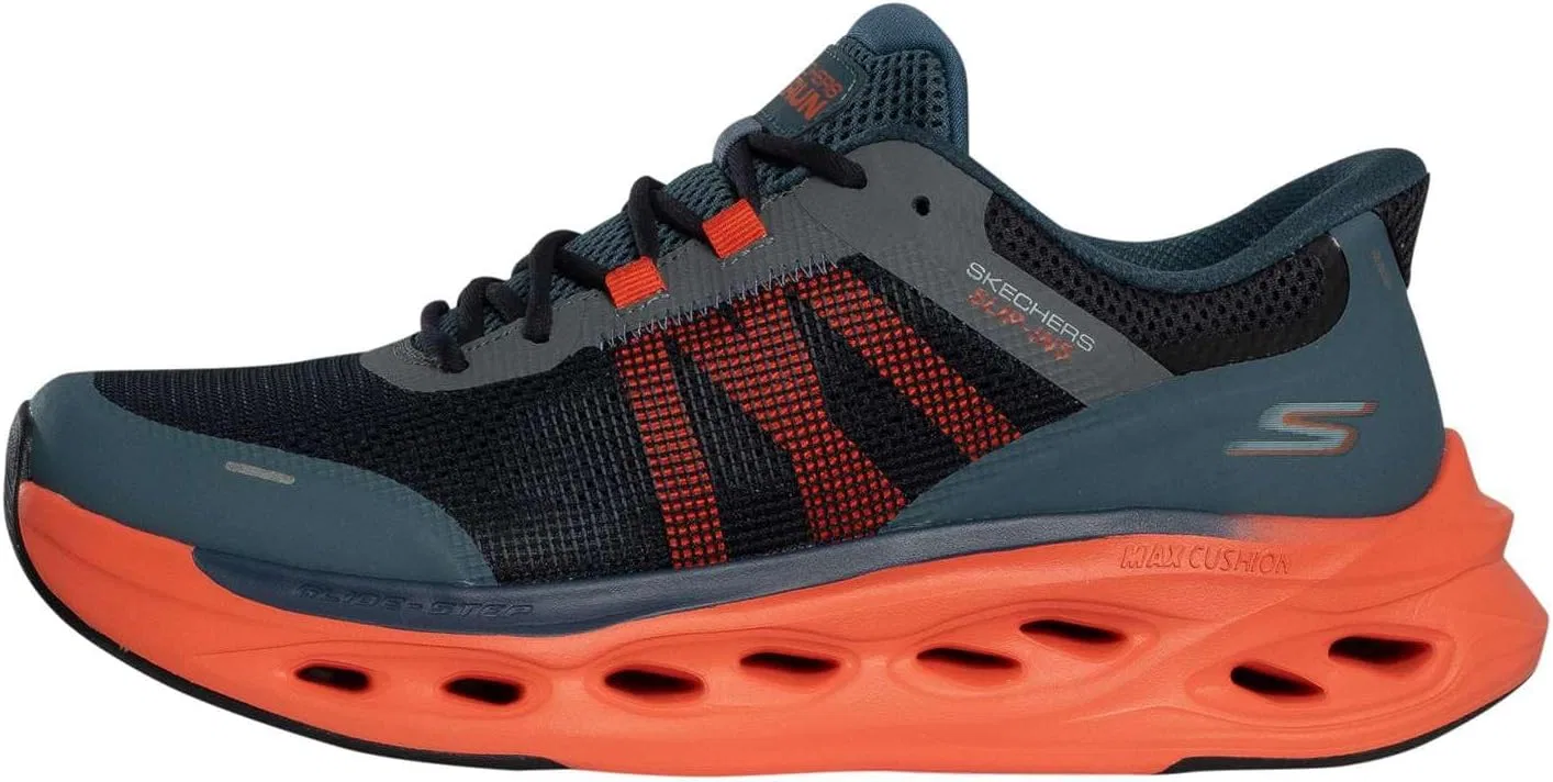 Мужские кроссовки Skechers Slip Ins Max Cushioning Glide Step Trainers, темно-синие/оранжевые — фото 2