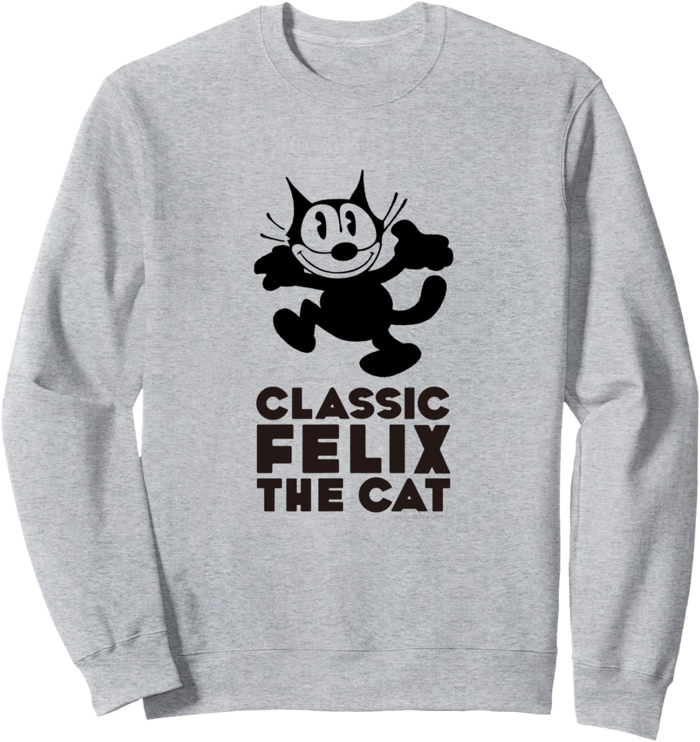 

Классическая толстовка с изображением кота Филикса (монохромная) Felix The Cat, серый
