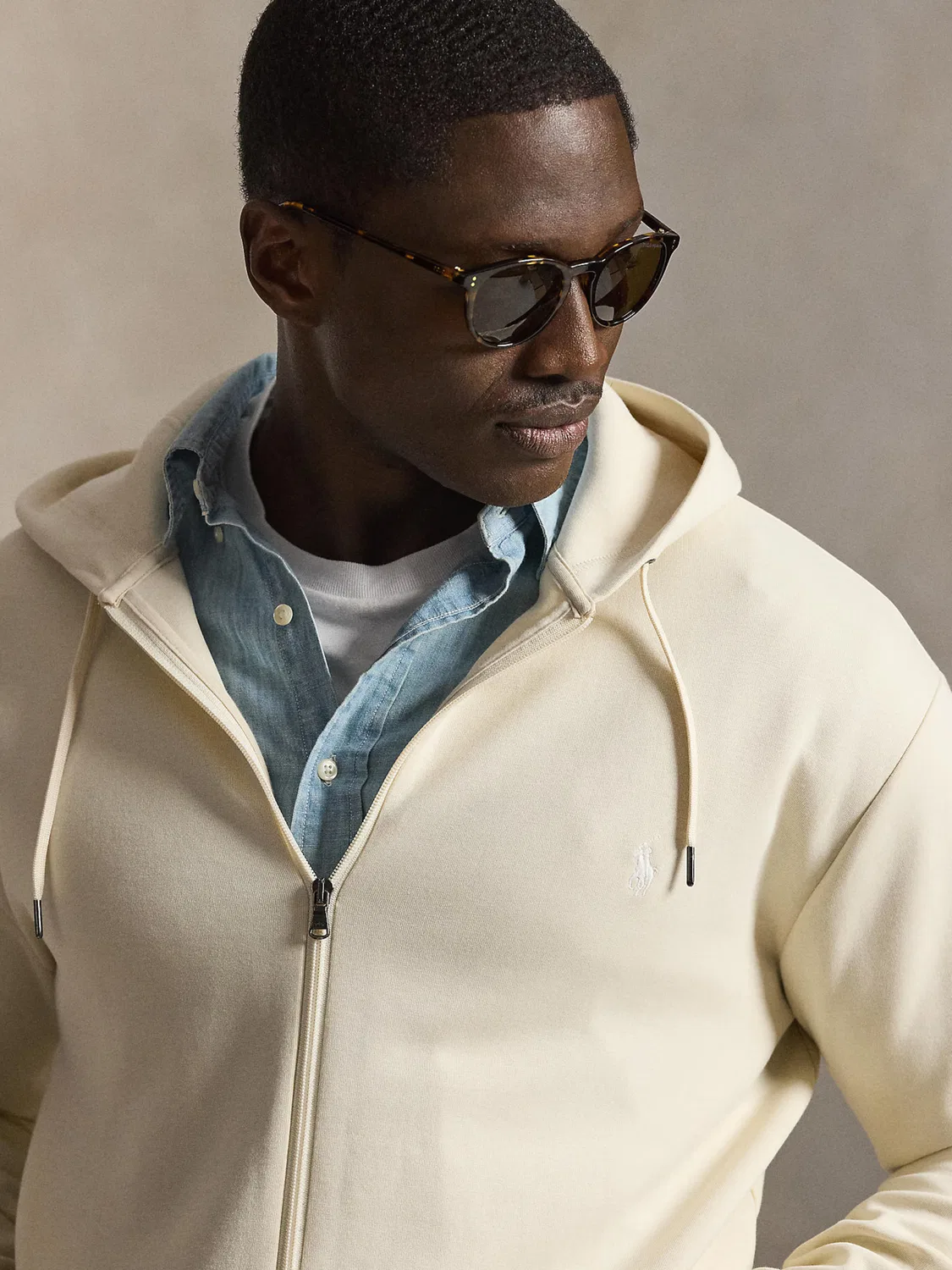 Толстовка на молнии Polo Ralph Lauren Big & Tall, Cream — фото 2