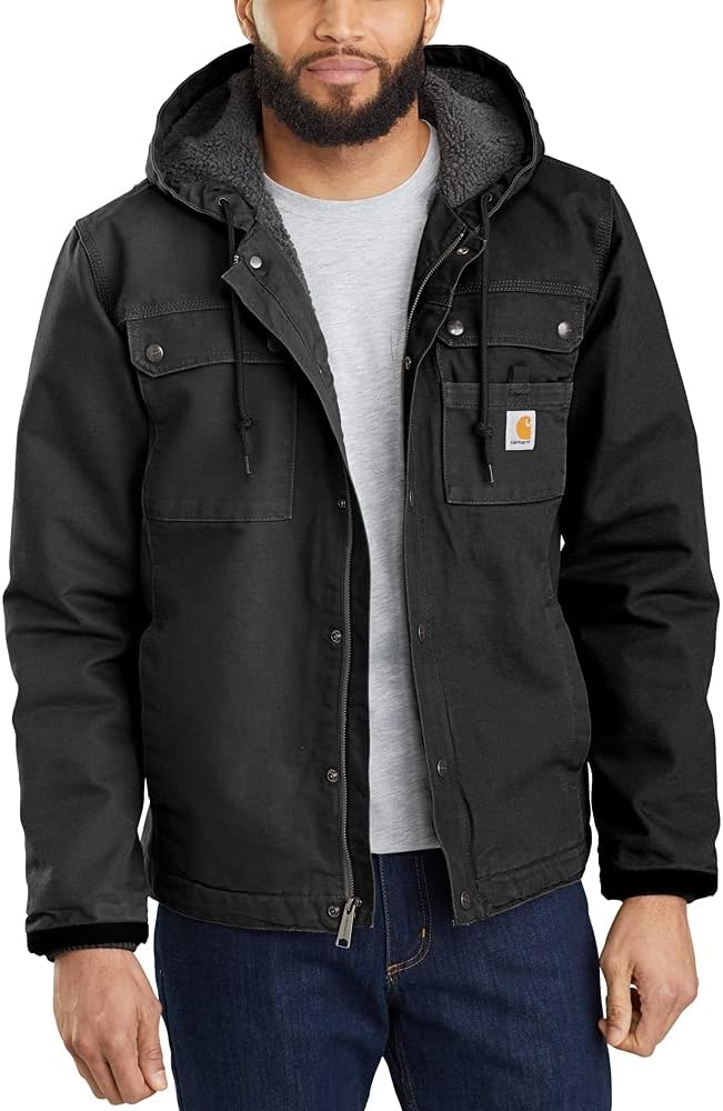 

Carhartt мужская куртка Utility с подкладкой Sherpa, свободного кроя, из постиранной утки, Black