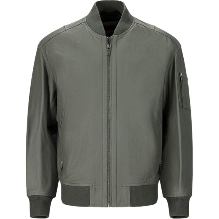 

Кожаная куртка SS26 для мужчин HUGO BOSS, серый зеленый