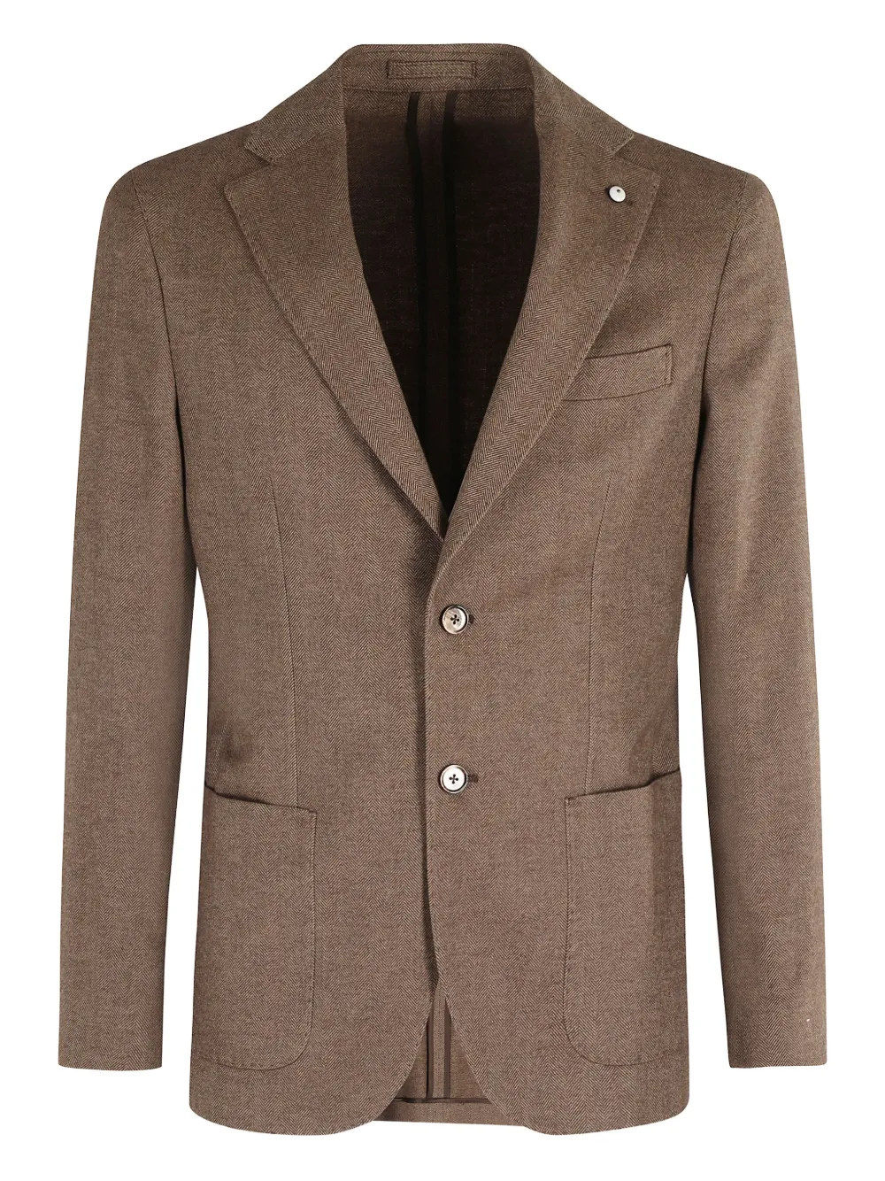 

Однобортный пиджак с узором в елочку L.B.M., коричневый