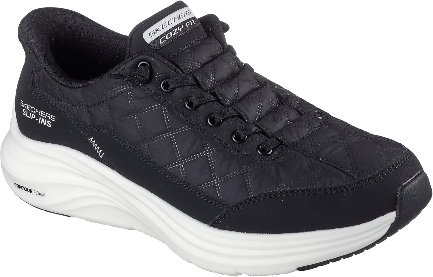 Мужские кроссовки Skechers Contour Foam Cozy Fit Hands Free Slip-in, белый/черный — фото 4
