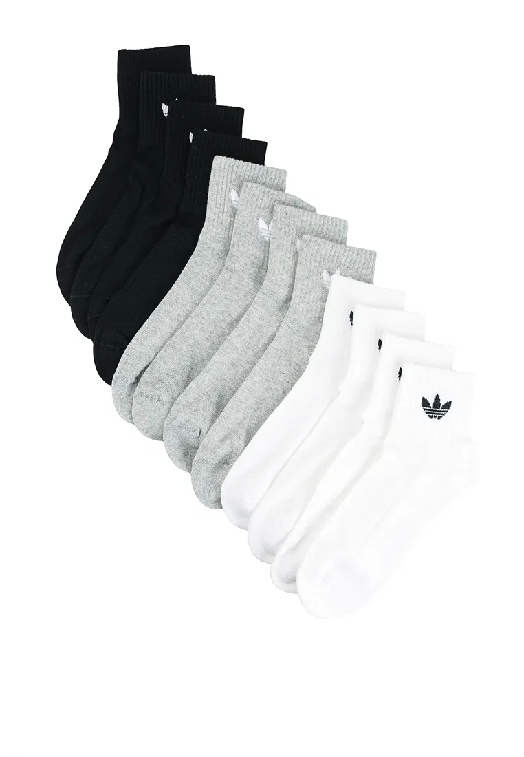 Носки женские, средней высоты, 6 пар Adidas, белый/черный/серый