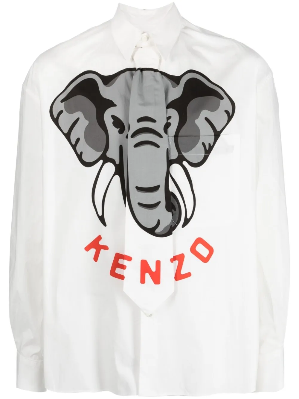 

Рубашка с принтом Kenzo Elephant и завязками, белый