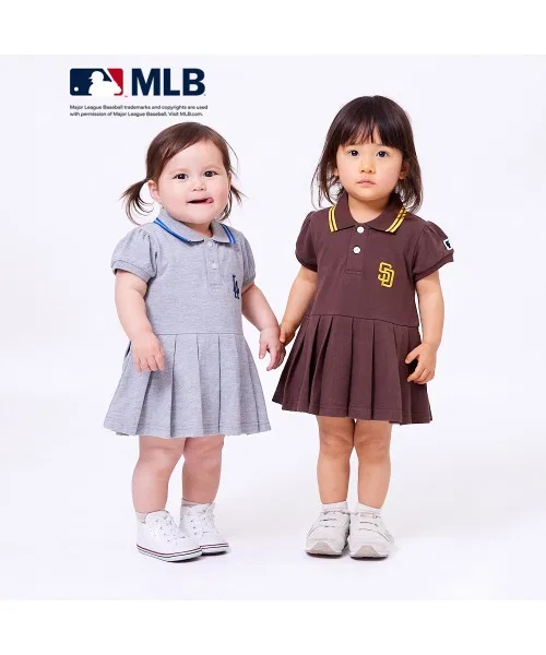 Ромпер с воротником MLB из полиэстера и хлопка, коричневый — фото 4