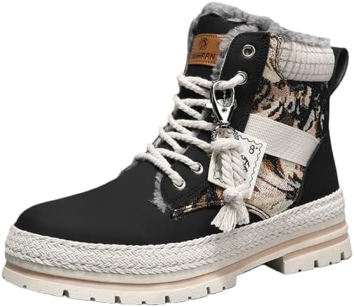 

Мужские зимние снегоступы Hhhchpm, водонепроницаемые утепленные ботинки на шнуровке с плюшевой подкладкой - утепленные нескользящие теплые ботинки для улицы и повседневной носки, черный