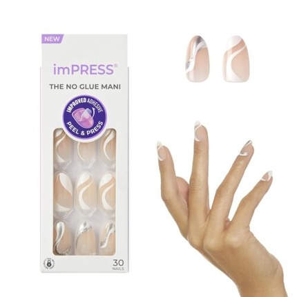 

Накладные ногти Kiss No Glue Mani Press On 'On My Mind' White Beige