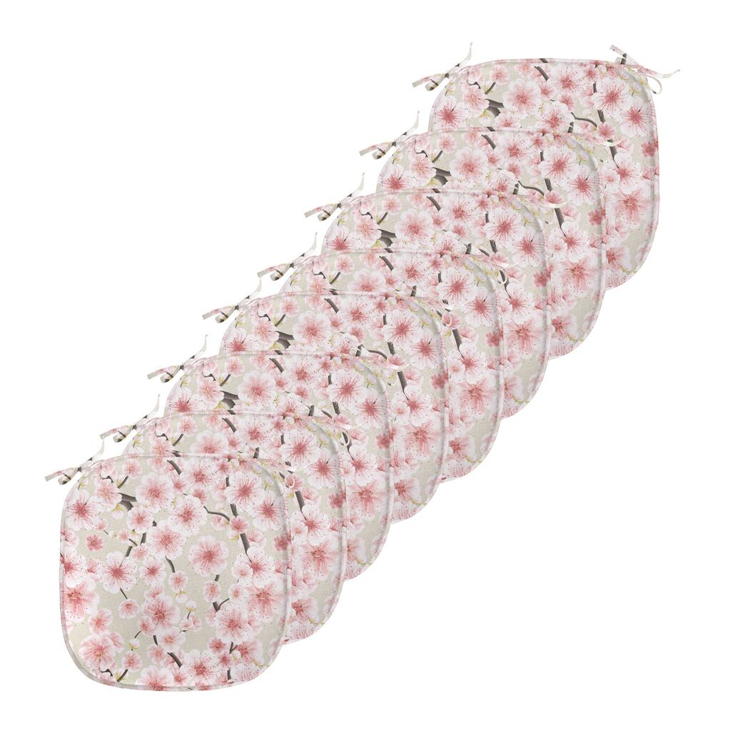 

Подушки для обеденного стула ABAKUHAUS Cherry Blossom, случайный узор, декоративная водонепроницаемая подушка с ремнями для кухонных сидений, 40 см x 40 см — упаковка из 8 шт., коралловый бледно-зеленый коричневый, белый