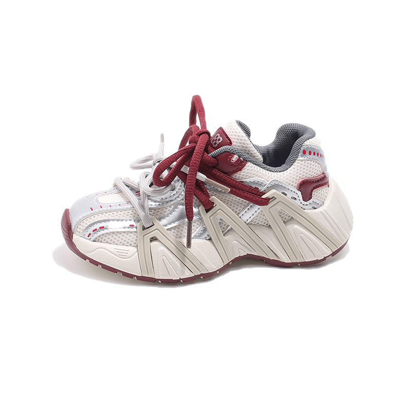 

Износостойкие дышащие низкие детские кроссовки для повседневной жизни FIRS Kids, серебряный