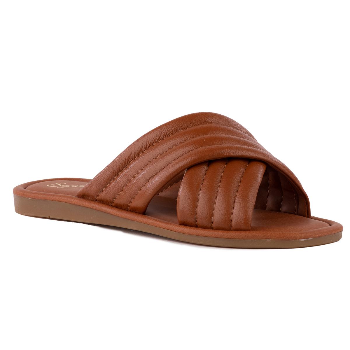 Word For Word Womens Slip On Pool Slide Sandals Seychelles, Tan Leather