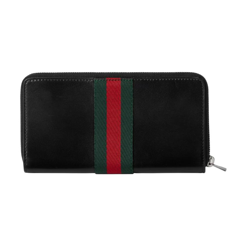GUCCI Кожаный кошелек TrademarkWeb для мужчин, черный — фото 3