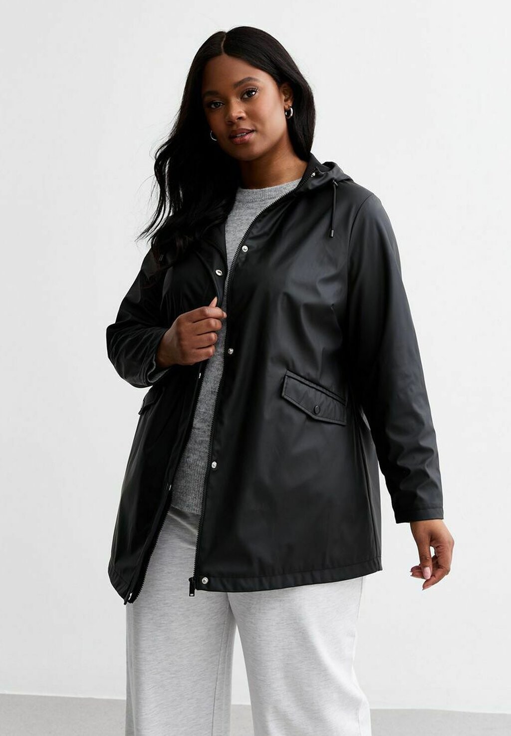 

Парка CURVES BLACK HOODED RAIN COAT New Look Curves, черный