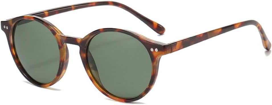 

Модные круглые женские солнцезащитные очки в стиле ретро, ​​сине-зеленые, с защитой от УФ-излучения UV400; мужские солнцезащитные очки в стиле панк с заклепками TKKTLLT, Leopard Dark Green