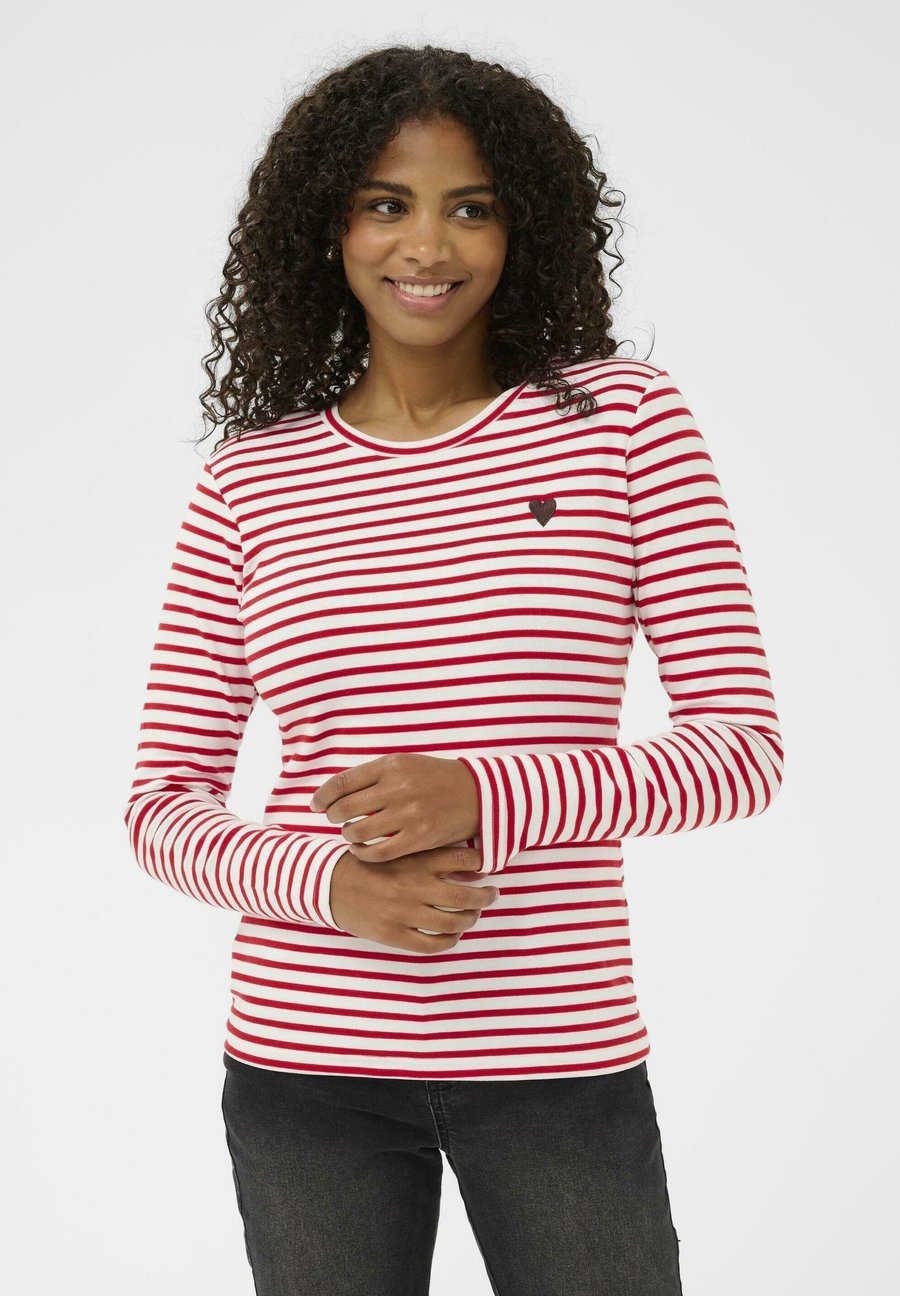 

Топ Kaffe LIDDY T-SHIRT, Chalk Red - Coffee Heart/Dark Red