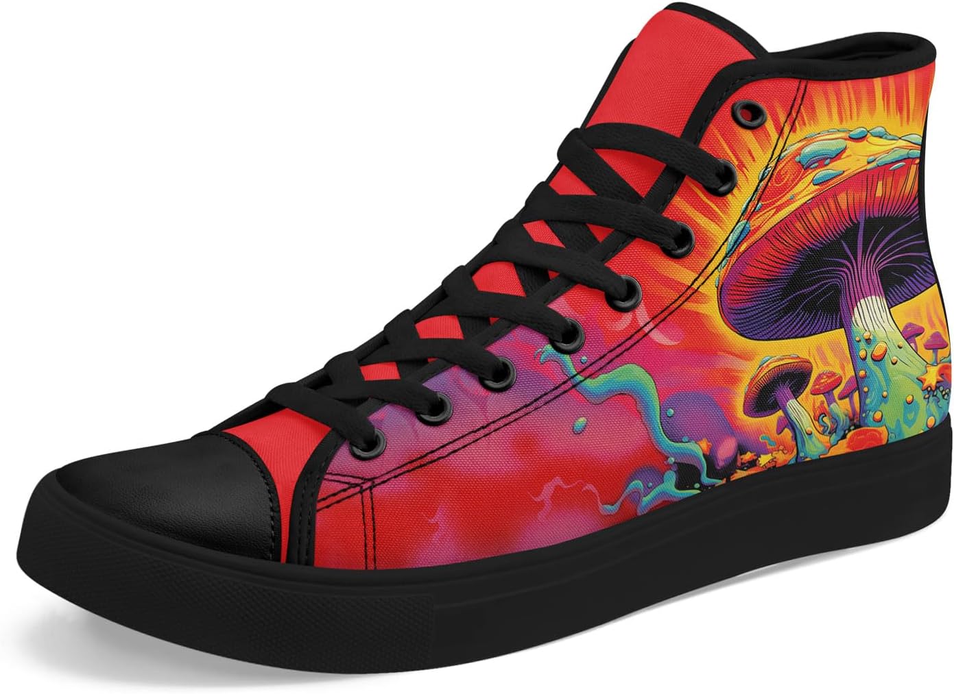 

Высокие кеды AWSOLE с принтом грибов для мужчин и женщин, легкие повседневные скейтботинки, обувь для прогулок с психоделическим лесным рисунком, черный/красный/синий/желтый/оранжевый