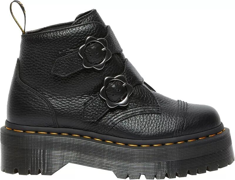 

Женские ботинки на платформе с цветочной пряжкой Dr. Martens Devon, черный