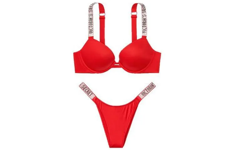 Victoria's Secret Комплект нижнего белья женский ярко-красный — фото 3