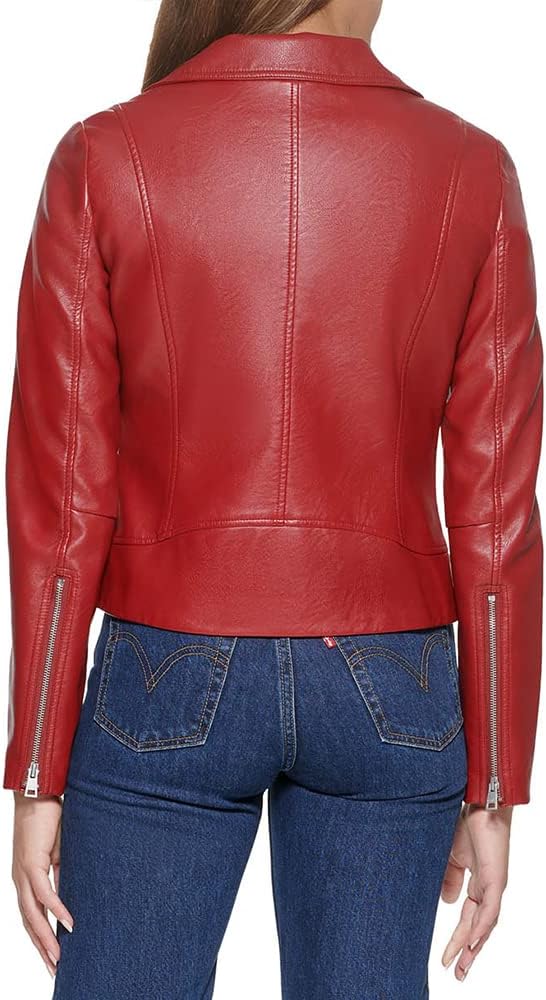 Женская байкерская куртка Levi's 538 из веганской кожи (стандартный и большой размер), Deep Red — фото 2