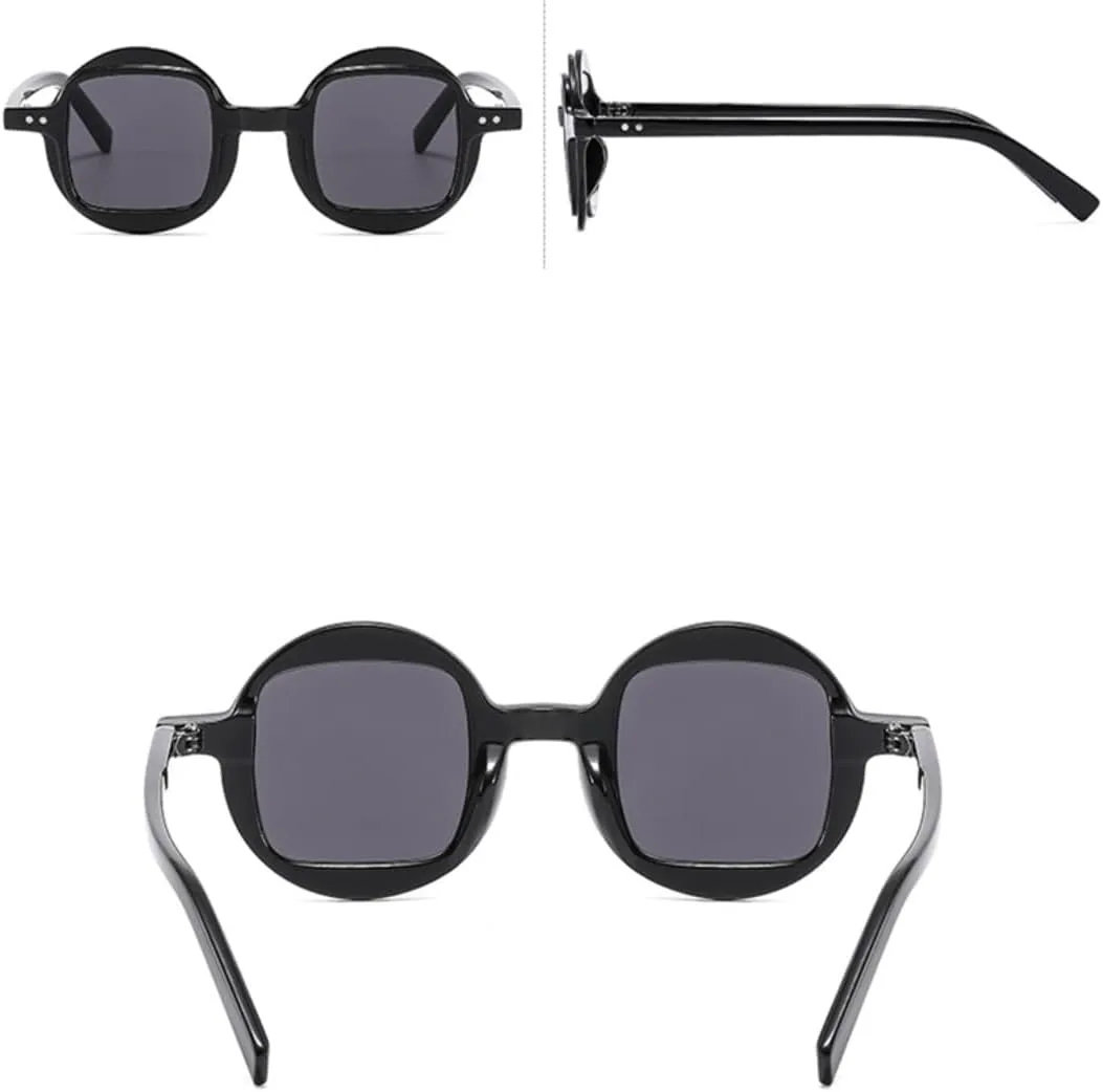 

Солнцезащитные очки в стиле панк с маленькой круглой оправой и квадратными линзами, модные, для женщин и мужчин, с защитой от УФ-излучения, класса люкс UATXTAU, Red