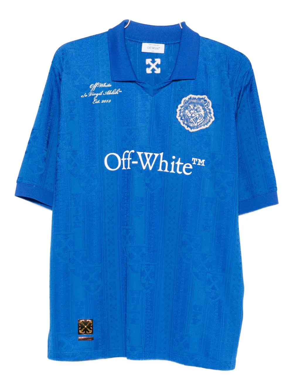 

Футболка с поло-воротником и нашивкой в виде льва Off-White, синий