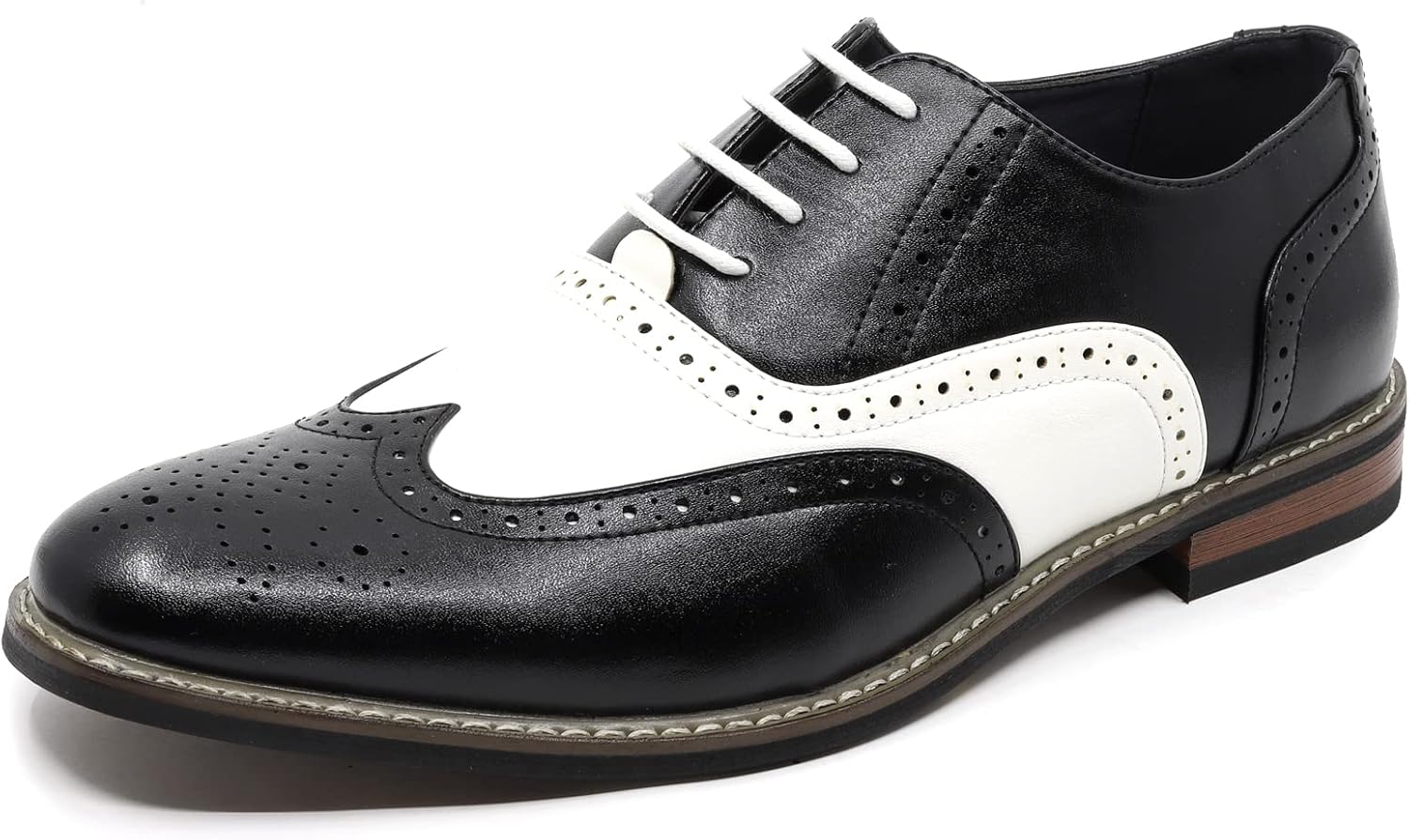 

Мужские двухцветные оксфорды ALEX-08 с крыльями и перфорацией, шнуровка Metrocharm, белый/черный