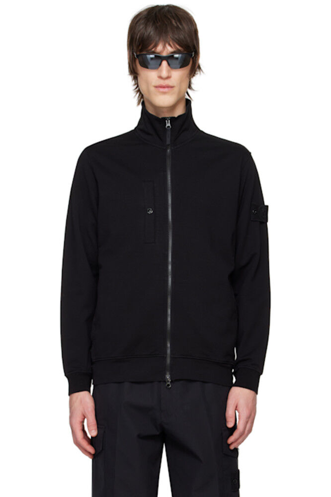 

Черная хлопковая эластичная толстовка на молнии Stone Island