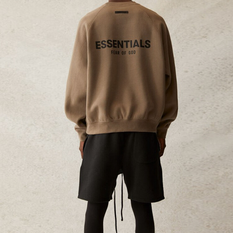 SS21 Толстовка унисекс серо-коричневого цвета Fear Of God Essentials, коричневый — фото 4