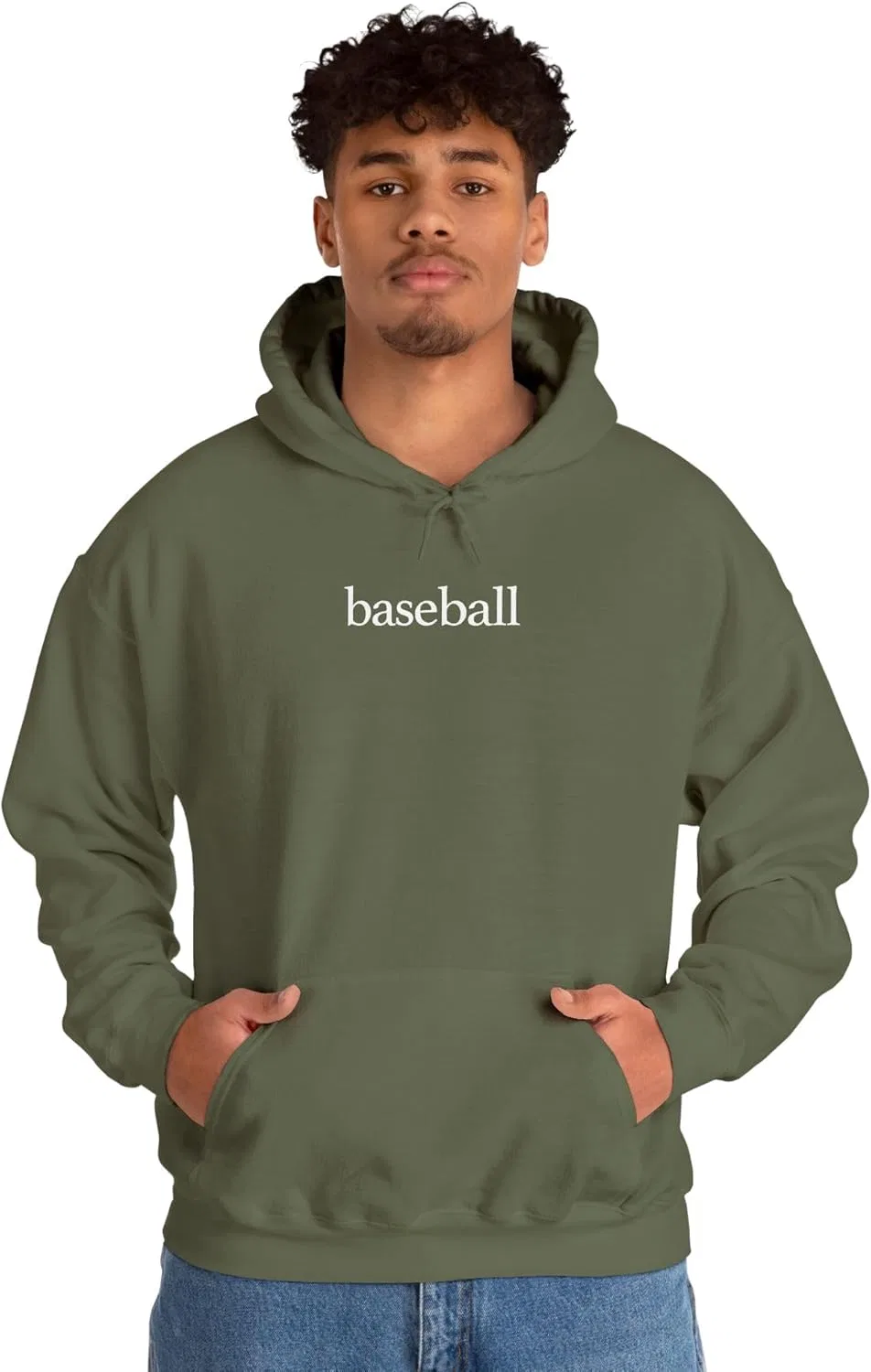 Худи с принтом Baseball, унисекс, Military Green — фото 2