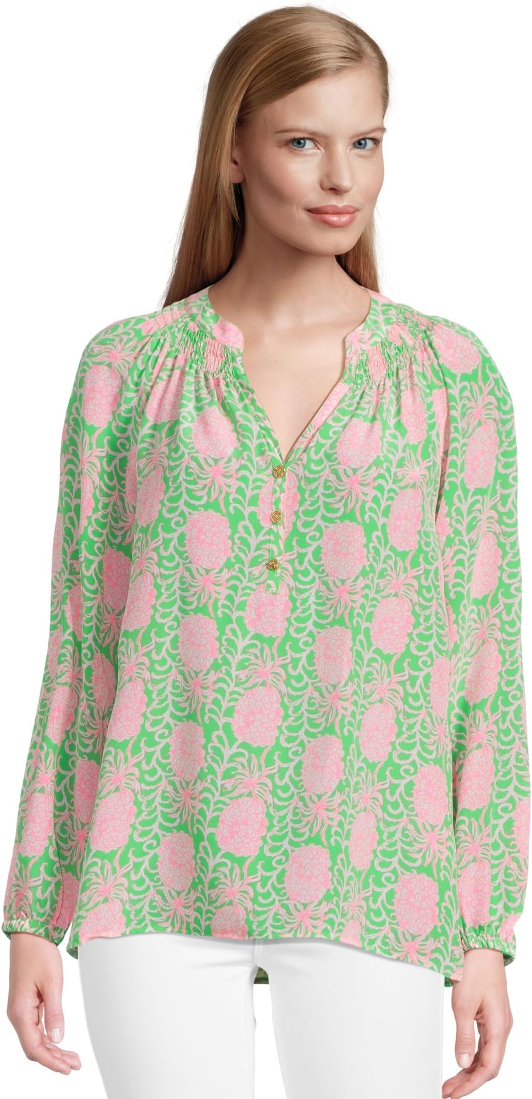 

Топ Lilly Pulitzer Elsa Top, цвет Fauna Green Party Like A Pineapple