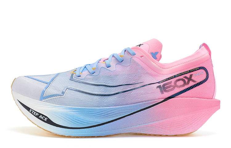 

Беговые кроссовки Racing 160X 5.0 PRO мужские низкие флуоресцентный вишнёво-розовый/лунно-голубой XTEP