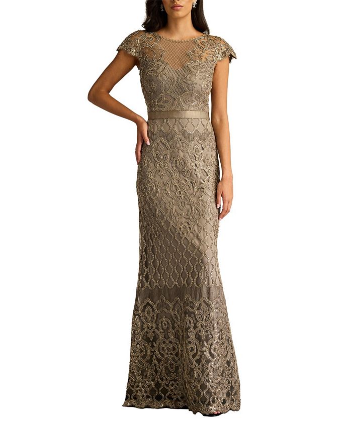

Платье Miranda с вышивкой пайетками Tadashi Shoji, коричневый/бежевый