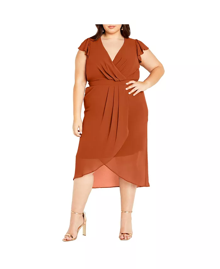 

Платье-кокон Plus Size Wrap Swing Dress CITY CHIC, коричневый