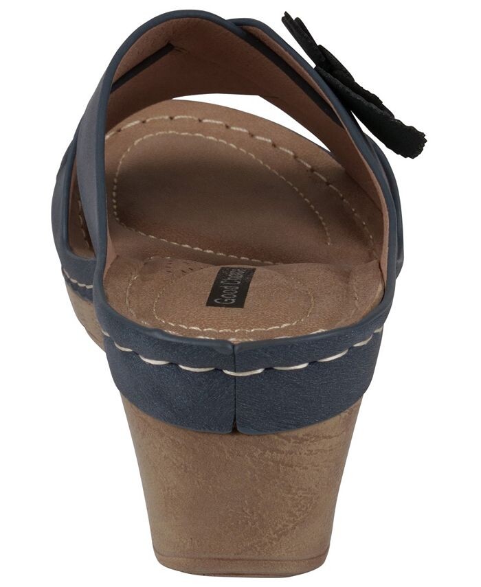 Женские босоножки Selly на танкетке с цветочным принтом GC Shoes, синий — фото 3