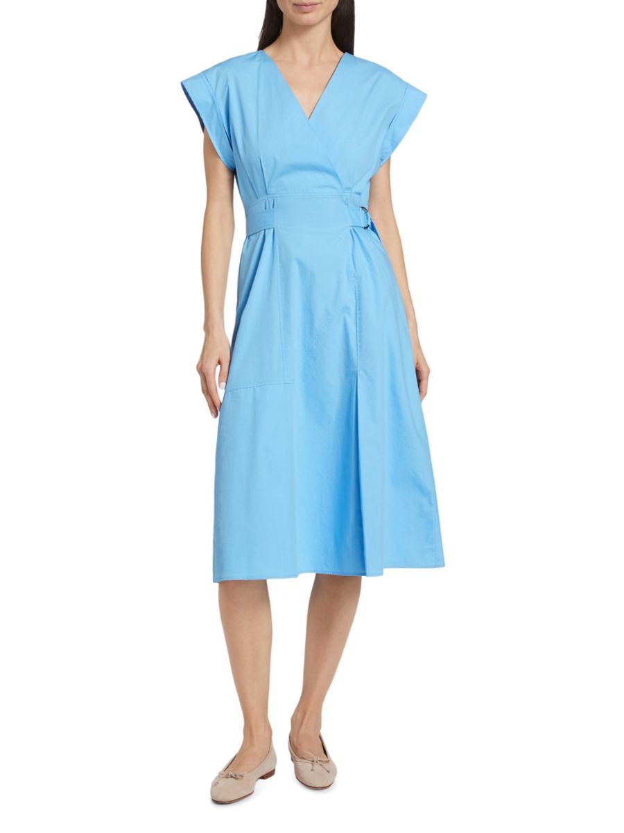 

Платье-миди Arabella из хлопка с поясом Derek Lam 10 Crosby, цвет Azure