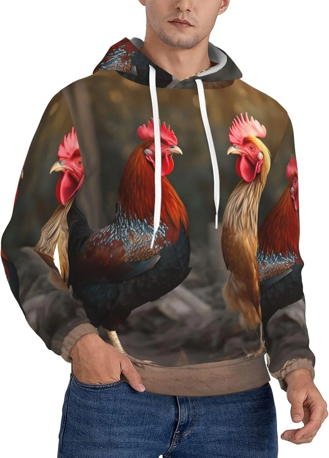 

Мужская флисовая толстовка с капюшоном Rooster And Chicken KKLWEGU