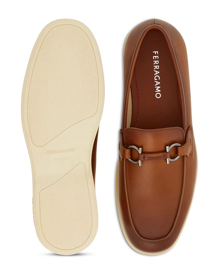 Мужские повседневные мокасины с орнаментом Gancini Ferragamo, коричневый/бежевый — фото 3
