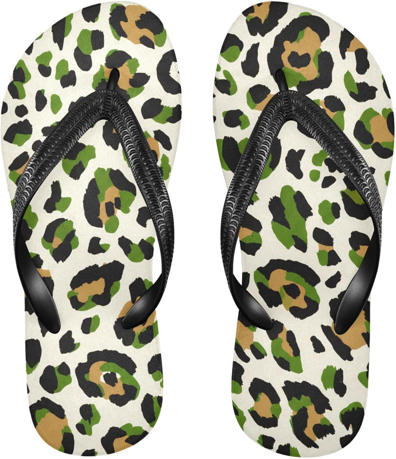 

Женские и мужские пляжные шлепанцы Leopard черно-зеленые для летнего отдыха и душа 20861862 Kfbe