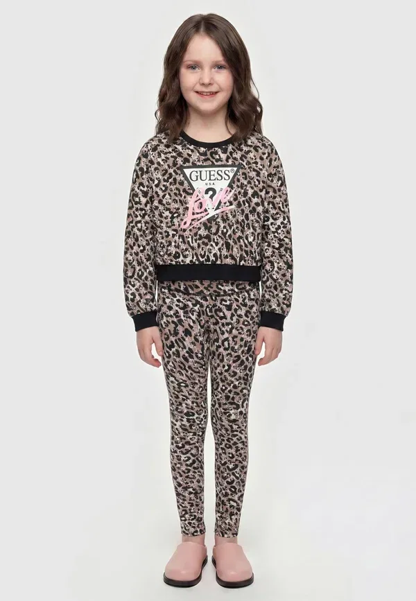 Леггинсы Guess, модель leggings trousers, цвет анималпринт розовый