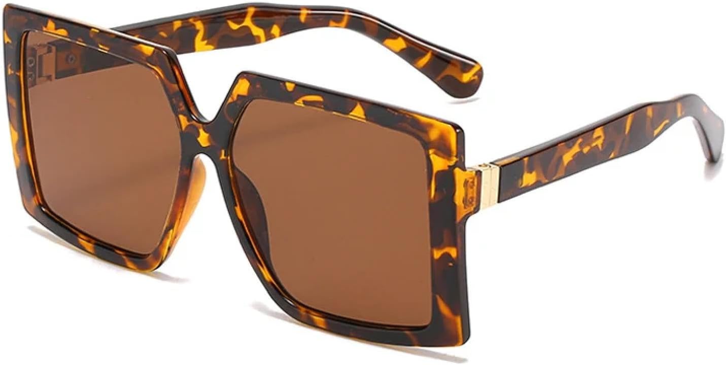 

Модные солнцезащитные очки в крупной металлической оправе для женщин и мужчин, винтажные, класса люкс, для активного отдыха, вождения, путешествий, с защитой от УФ-излучения UV400 TKKTLLT, Leopard Brown