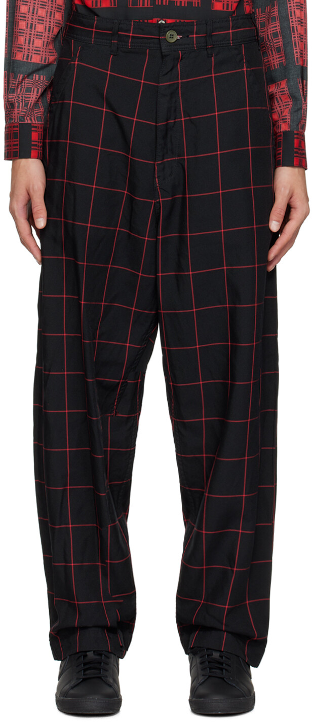 

Черные брюки в клетку Comme Des Garcons, цвет Black/Red