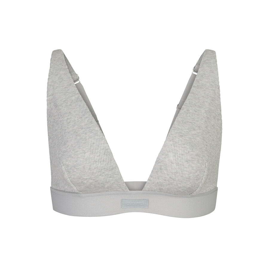 

Бюстгальтер с глубоким вырезом SKIMS Cotton Rib, цвет Light Heather Grey