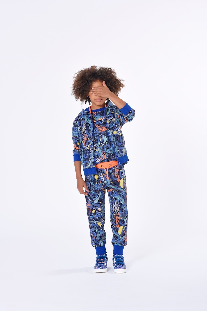 

Спортивные брюки из смесового хлопка с принтом Marc Jacobs Kids, синий