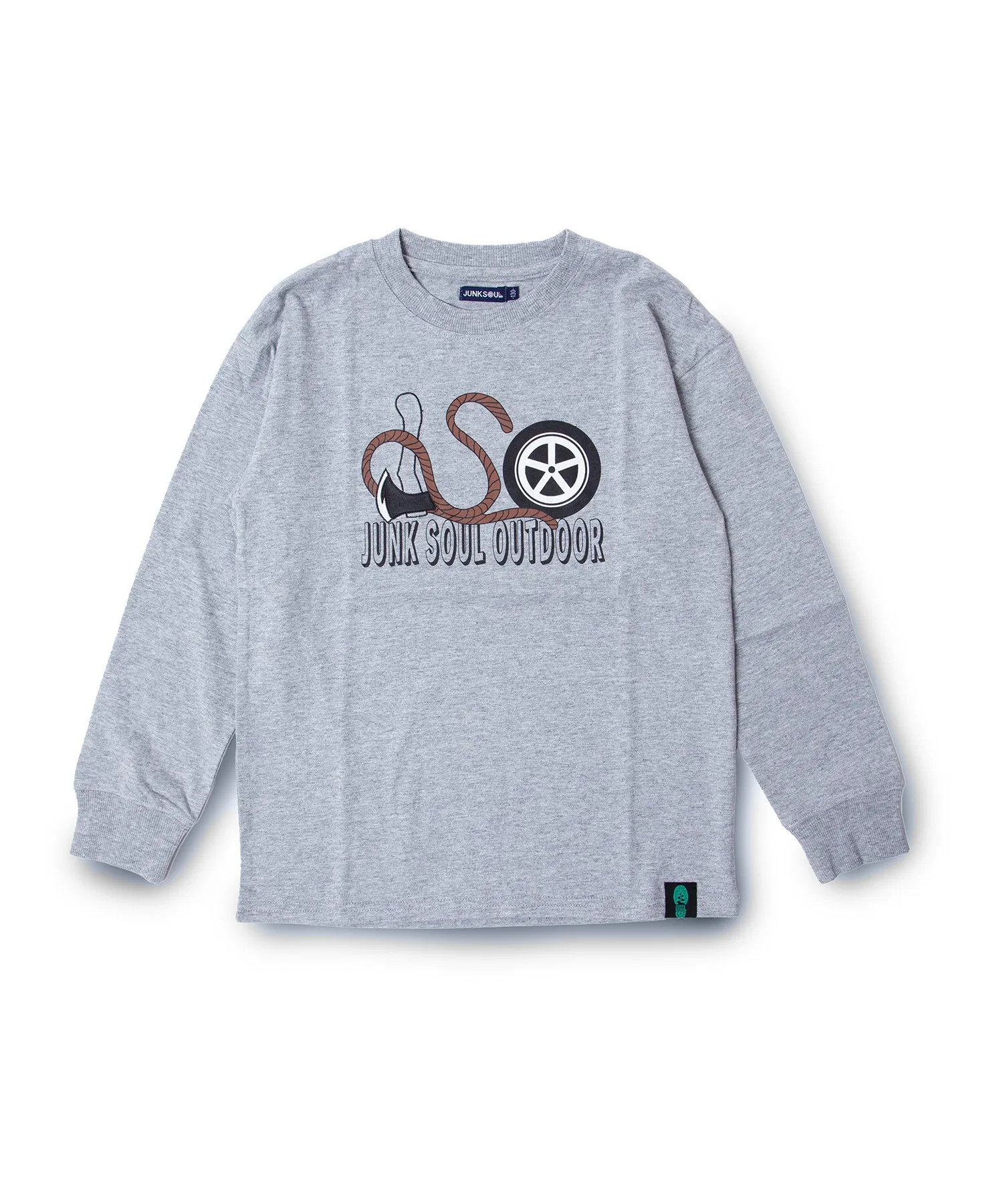 Детская хлопковая футболка с логотипом JUNKSOUL OUTDOOR серого цвета