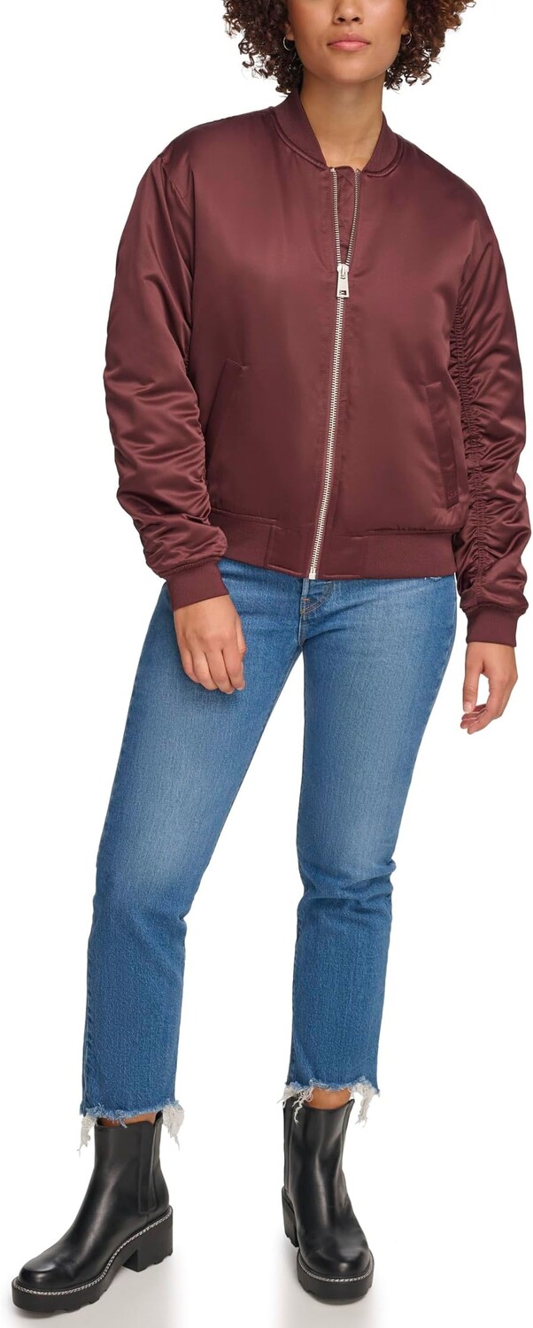 Куртка Levi's Fashion Bomber with Ruching on Sleeves, цвет Dark Chocolate — фото 4