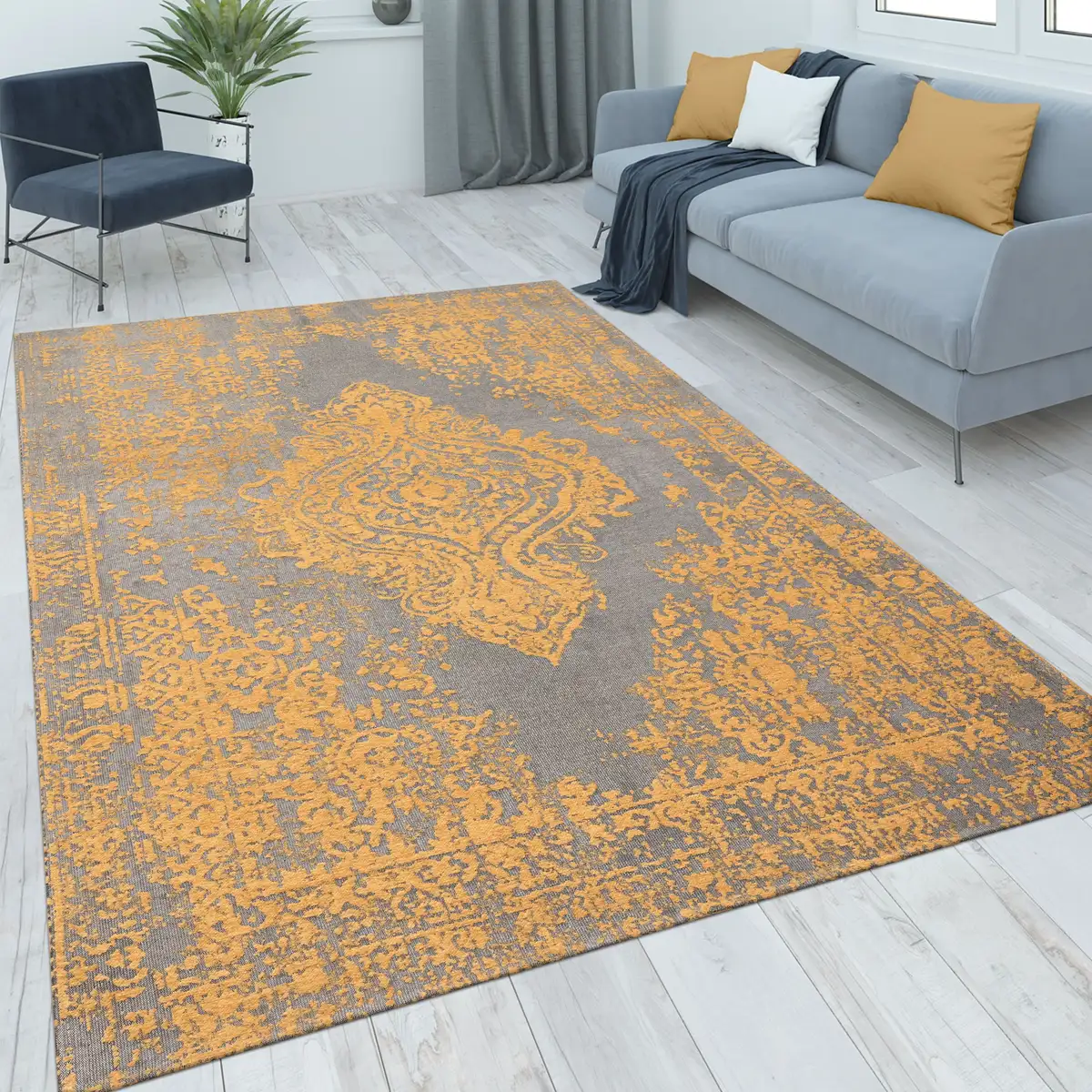 

Ковер Paco Home "Mariba 200", прямоугольный, короткий ворс, крапчатый, восточный вид, эффект высокий-низкий, гостиная 200х290 см, цвет Anthrazit-Gelb