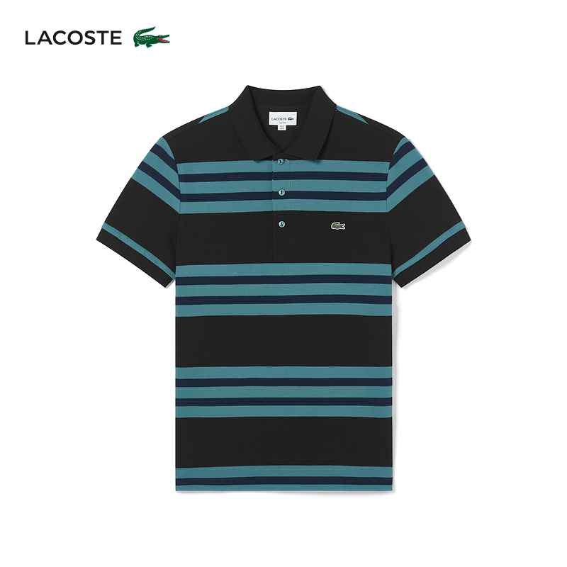 

Футболка-поло Lacoste в полоску, синий/черный